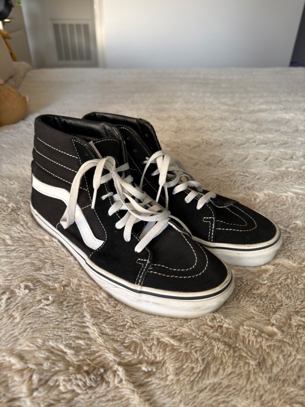 Vans Black High-Top Canvas Sneakers with White Stripe